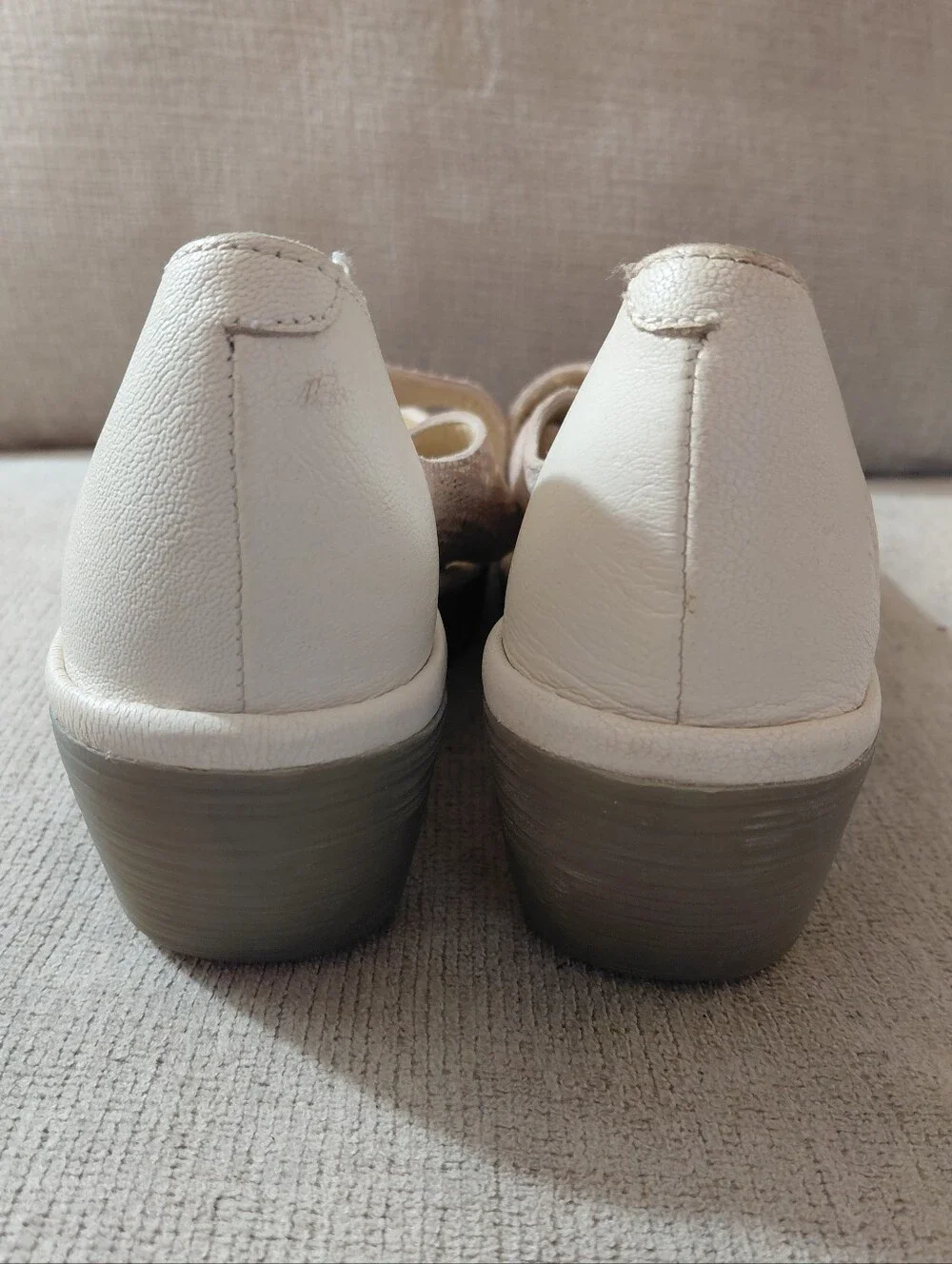 Fly London Cream Metallic Wedge Sandals